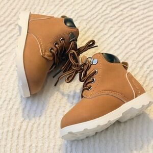 Little Me Tan Kids Boots with Black Details